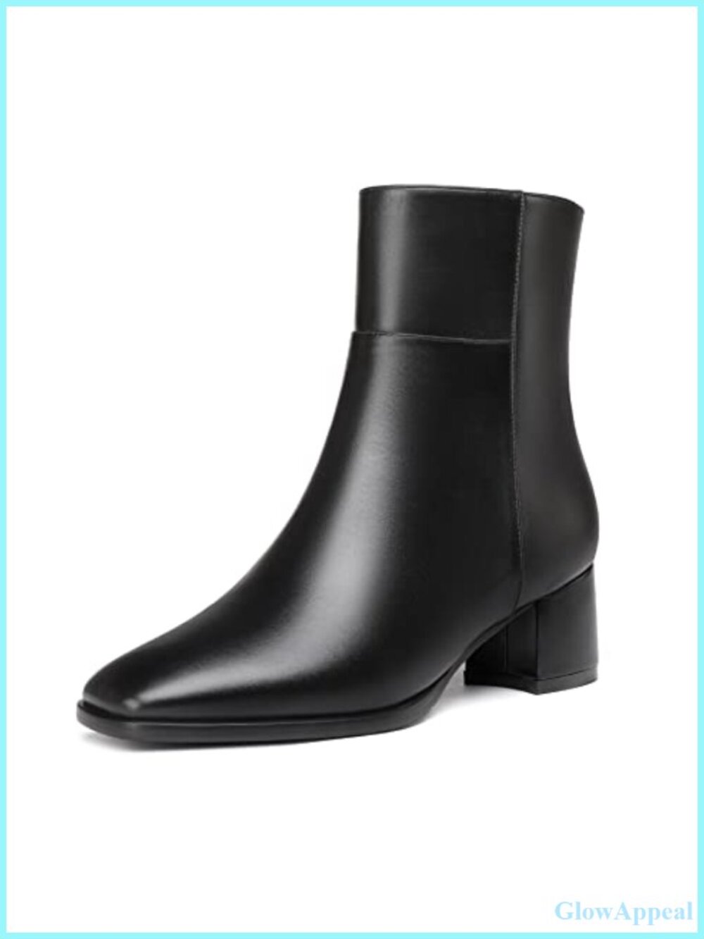 Eldof Low Block Heel Ankle Boots Square Toe Side Zipper Chelsea Boots